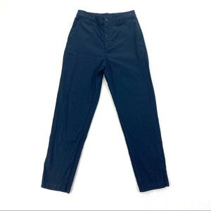 uniqlo navy linen cotton blend pants